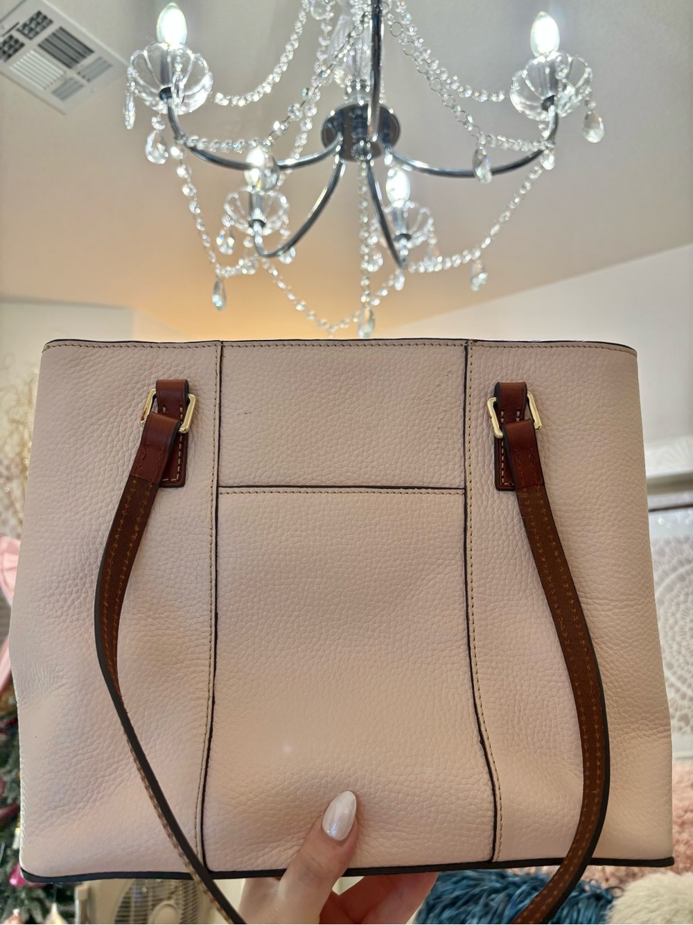 Dooney & Bourke Small Lexington Blush Pink Pebbled Leather Tote w/ Brown Straps - Picture 2 of 4